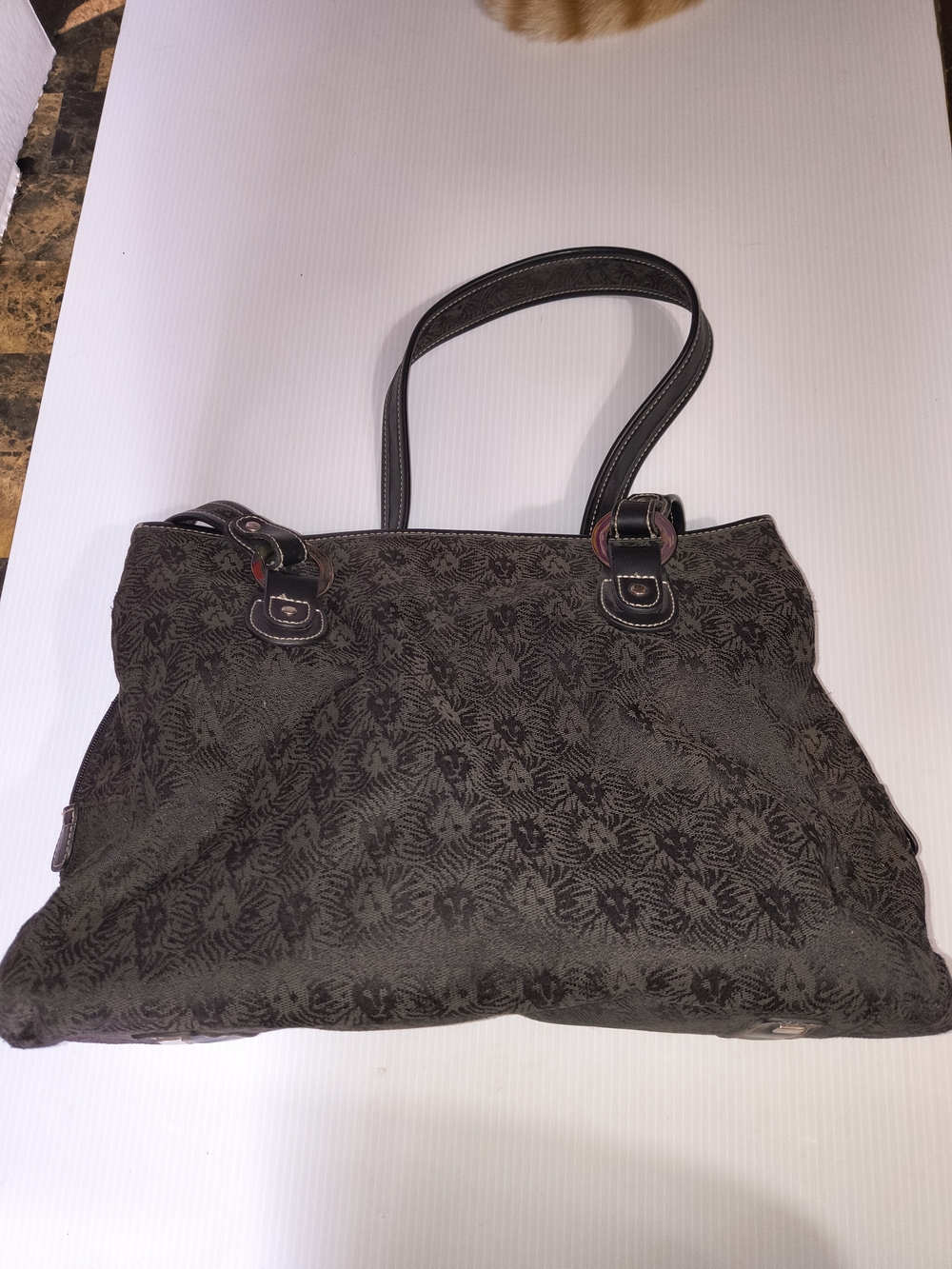 Y2K Vintage Anne Klein NY Black Lion Logo Jacquard Tote Bag β 3 Section